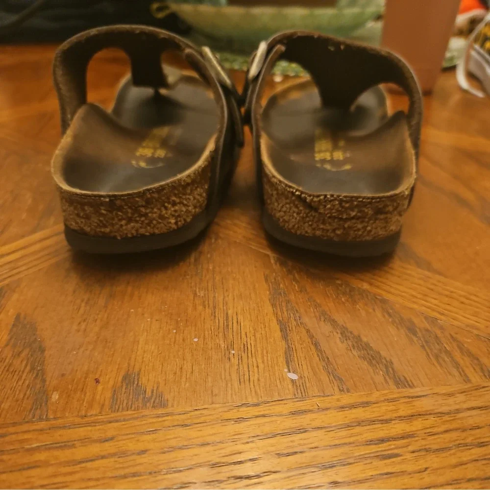 Birkenstock Gizeh Thong Sandals Brown Leather‎ Gold Bronze Slides EU 36 USA 6